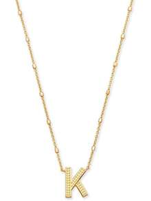Kendra Scott Collar con colgante de letras A-Z para mujer, joyería de moda, latón chapado en oro de 14 quilates - Letra A - Ver 7