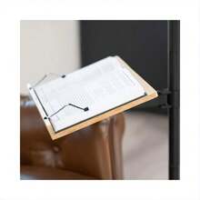 Bamboo Book Stand With Rolling Base, 16" Real Bamboo, 15.4 Lbs Capacity, Height Adjustment - Rectangle - View 8