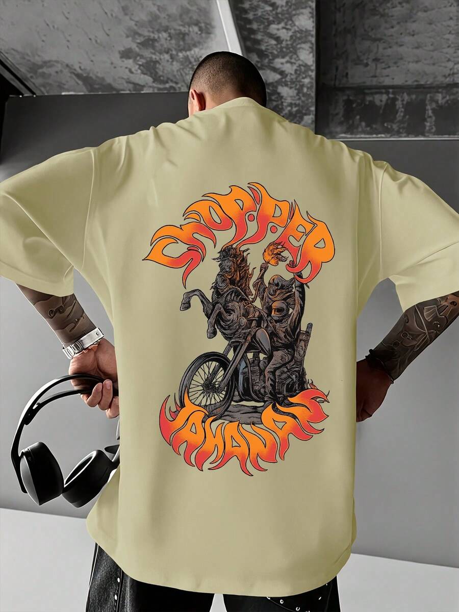 Men's Casual T-Shirt With A Round Neck, Stylish Slogan Design, Easy To Match Top. Men's Short-Sleeved Shirt, Casual Sporty Style, With A Modern Design. - 混合色4 - 查看 1