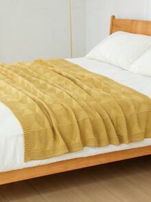 Manta de punto acogedora con detalle de volantes para todas las estaciones, multiusos y cómoda para camping, sofá, tomar el sol y siestas, manta de punto con ribete de volantes, manta de camping - rombo oblicuo amarillo - Ver 3