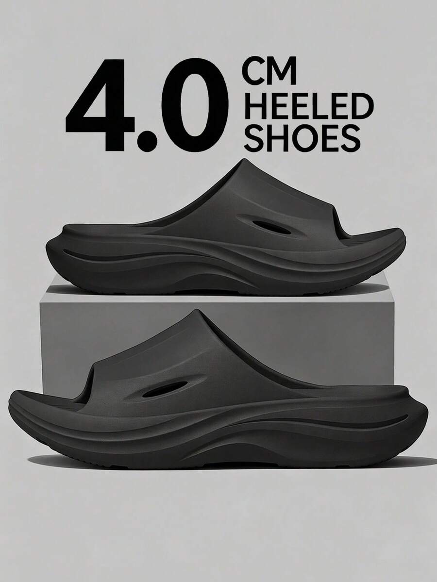 Sandal Selop Pria 2026 Nyaman Sol Tebal 4cm EVA untuk Aktivitas Luar Ruangan Musim Panas Warna Hitam Abu-abu Khaki - Hitam - View 1