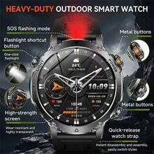 KENPANG 2026 New Men's Outdoor Sports Smart Watch, Built-In 1400mAh Battery, Red & White LED Flashlight, 24/7 Health Monitoring, 120+ Sports Modes, Wireless Call, Message Notifications, Weather, 1.7-Inch HD Screen, IPX8 Waterproof, Fitness Tracker For Men - View 10