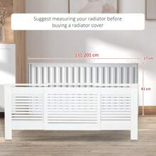 Set Of 2 MDF Extendable Radiator Cover With Cabinet Shelving, Home Office Slatted Design, White 139-208.5L X 20.5W X 82.5H - 1 - 查看 6
