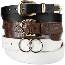 Jessica Simpson Women's  Women's 3‑Pack Belt Set, Casual & Dress Styles For Jeans, Dresses, Skirts - Black/Brown/White - View 1