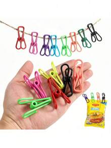 Multi-Color Portable Clothesline Clip Set With Heavy-Duty Retractable Windproof Clothesline, Rust-Proof Metal Laundry Clips And Storage Drawstring Bag, Suitable For Outdoor, Indoor, Travel, Camping To Dry Towels, Socks, Underwear - View 5