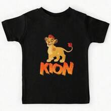 Camiseta para Niño y Niña con Estampado de Cachorro León Manga Corta Cuello Redondo Ropa Infantil Estilo Dulce y Tierno Juego Moda - Negro - Ver 1