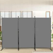 6FT Gray Trifold Foldable Partition Screen, 160g Polyester Cloth With Carbon Steel Frame & Plastic Feet, Privacy Divider For Bedroom Dorm Decor - 1 - View 10