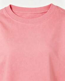 2026 New Arrivals: Pure Cotton Printed T-Shirts for Boys and Girls Blusa de manga corta con cuello redondo y estampado de lazo moño y letras, de corte holgado, para verano, camiseta gráfica - Rosa - Ver 3