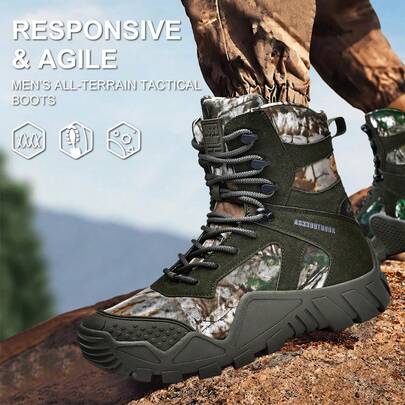 Durable Tactical Hiking Boots For Men, Multi Color Outdoor Camping Hunting Anti Slip Trekking Shoes