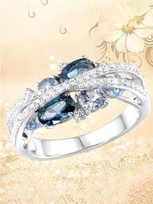 1pc Elegant Cubic Zirconia Ring, Suitable For Women To Wear, Suitable For Wedding, Engagement, Anniversary Party, Valentine's Day Gift - 1# - View 6