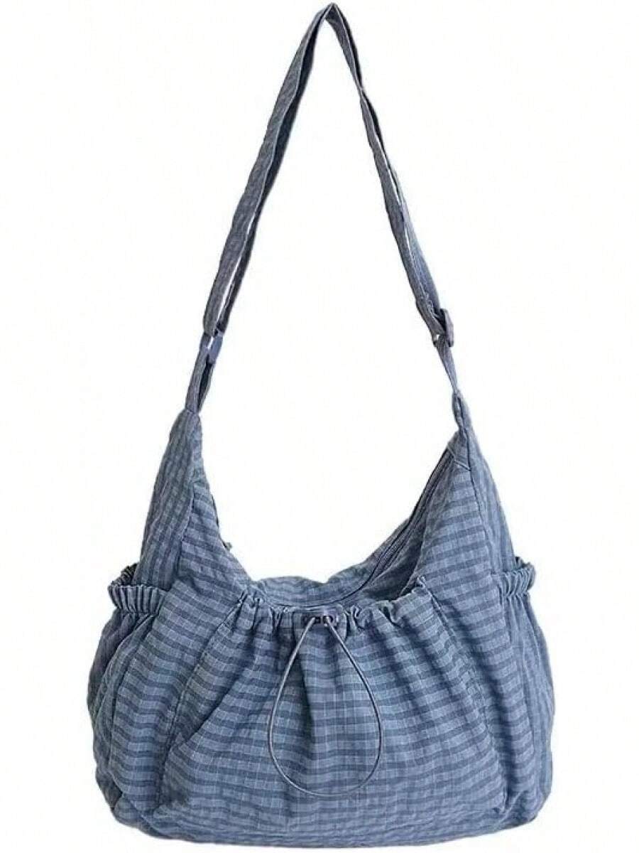 Bolso bandolera de nailon para mujer, ligero, con correa ajustable y múltiples bolsillos - Amarillo - Ver 1