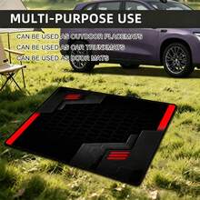 1pc/4pcs Black & Red Geometric Patchwork Print Car Floor Mats, Car Trunk Mat | Easy To Clean, Stylish Interior Protection, Suitable For Sedans, Trucks And SUVs, Enhance Driving Pleasure And Comfort, Polyester Fiber - Black and Red Geometry - View 10