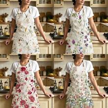 1pc Watercolor Wildflower Print Apron - Sleeveless Design, Durable And Comfortable Fit, With Mori Style Pastel Pastoral Pattern, Suitable For Cooking, Baking And Home Cleaning, Household Cleaning, Housework Apron, Home Uniform, Hand-Painted Handmade Gardening Apron, Fun Holiday Gift - Multicolor - View 4