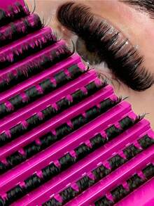 100pcs D-Curl DIY False Eyelash Clusters, D-Curl Eyelash Clusters, 0.07mm D-Curl 10-18mm Mixed Natural Eyelash Extensions, Extra Thick Long Eyelash Clusters, Single Eyelash Curl, Suitable For Beginners Home Use - Black - View 3