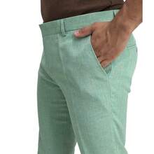 Men's Slim Fit Melange Tailored Trousers - 薄荷綠 - 查看 1