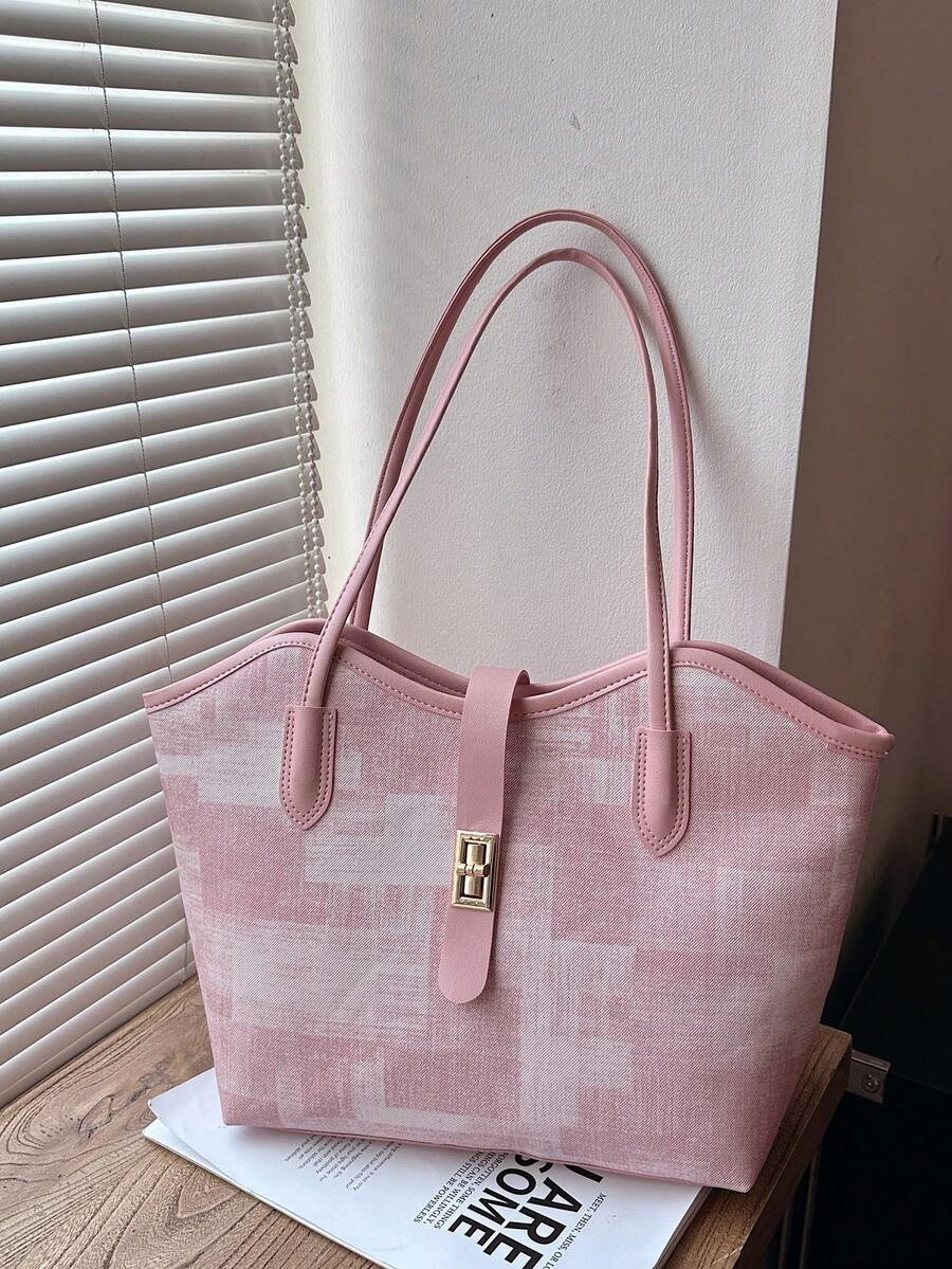 Bolso de gran capacidad para mujer, nuevo bolso tote de hombro versátil y de moda para ir al trabajo - Rosa - Ver 1