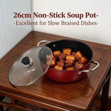 Household Non-Stick Soup Pot, Steaming And Stewing All-In-One Pot, Double Handles, Suitable For Frying, Stir-Frying, Cooking Noodles, Making Porridge, And Cooking On Induction Cookers Or Gas Stoves. - View 3