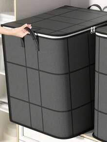 1/3pcs Large Capacity Foldable Storage Bags With Reinforced Handles And Zipper Design, Multiple Sizes Available, Suitable For Storing Blankets And Bedding, Space-Saving Closet Storage, Ideal For Bedroom And Home Use - Black - View 2