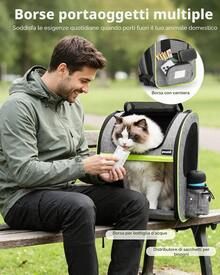 Pecute Zaino per Cani Gatti Estensibile, Cuccia Portatile, Trasportino Estraibile Indicato per Viaggi Sia Lunghi Che Corti, Grigio XSDD - Grigio, XL - Visualizzare 8
