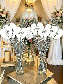 Wedding Sparkler Tags,Vintage Heart Sparkler Tags With Matchstick Holders, Kraft Paper Wedding Favor Labels, Wedding Party Decor, Rustic Sparkler Tags, Suitable For Ceremony, Anniversary Party, Engagement Event, Bridal Shower Decorations (Sparklers And Matches Not Included) - Default - View 7