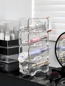 1 pieza Organizador de herramientas para el cabello de estilo minimalista estable y mejorado | Estante de almacenamiento de pared de material duradero y alta transparencia, específicamente para el almacenamiento de herramientas de peinado caliente | Elemento esencial moderno para ahorrar espacio en el baño - transparente - Ver 12