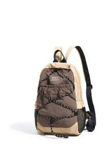1pc Dual-Color Lightweight Nylon Backpack, Drawstring Elastic Cord Design, Outdoor Hiking Mini Daypack, Unisex - Multicolor - View 12