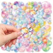 50 Colorful Bubble Stickers, Suitable For Notebooks, Journals, And Phone Cases, PET Material Decorative Stickers - Multicolor - View 5