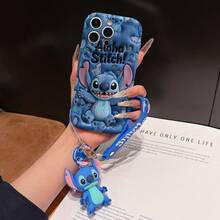 Disney Lilo And Stitch Phone Case : 3D Fluffy Pattern Border Protector Phone Soft Phone Case With A Free Cute Stitch Bracelet Chain Lanyard, Stitch, Lilo, Angel, For Apple 17 Promax 17 Pro 16 15 14 13 12 11 Pro Max XS Max X XR Soft Cover Summer Phone Case - 白色 - 查看 1