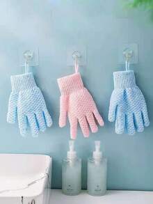1 Pair Double-Sided Exfoliating Bath Gloves, Suitable For Shower, SPA Care And Body Scrub, Effectively Remove Dead Skin, Suitable For SPA Use, Massage And Exfoliation, Home Bathroom Essential - Multicolor - View 3