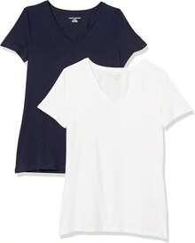 Essentials - Camiseta de manga corta con cuello en V para mujer - Blanco - Ver 18
