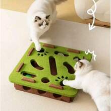 Filz-Puzzlespielzeug für Katzen mit 5 bunten Bällen, interaktive Labyrinthbox für Katzen, hält die Pfoten sicher und unterhalten, ideal für intelligentes Spielen. - Grün - Übersicht 8