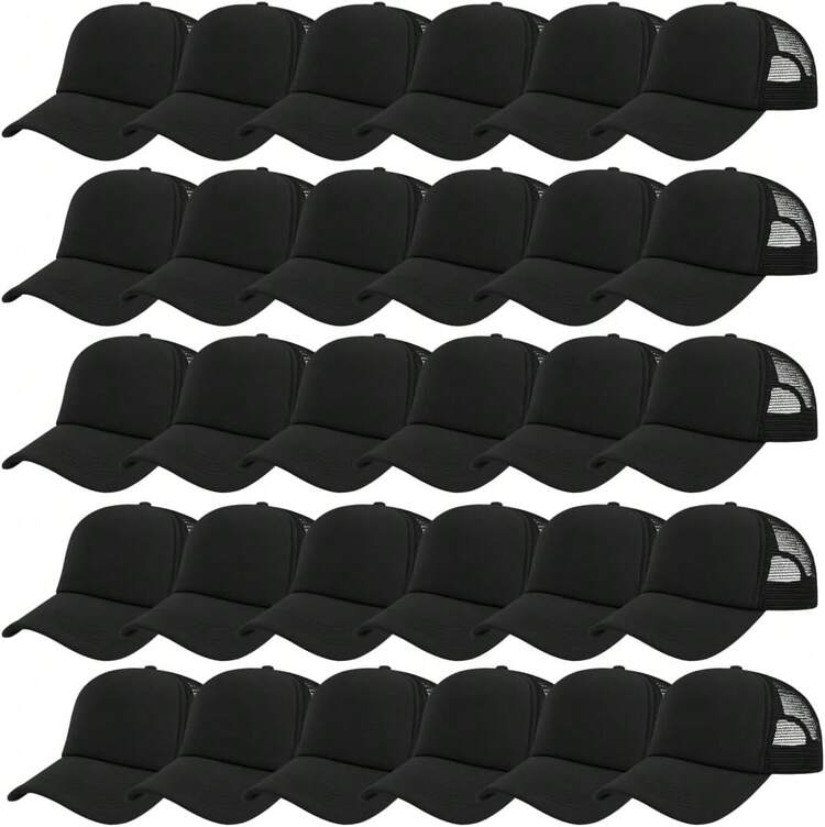 Genérico Paquete 30 Gorras Trucker Mayoreo Esponja Malla Unisex Ideal para Sublimar, DTF - Blanco/Gris Claro - Añade 18