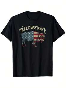 Camiseta Retro Vintage del Parque Nacional de para Hombres y Unisex, Talla S, Ajuste Cómodo y Casual, Tela Duradera, Diseño Clásico, Material Suave, Estampado, Ropa para Adu - Negro - Ver 1