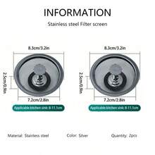 1/2件可調節廚房水槽排水濾網，不鏽鋼水槽過濾器附手柄，8.3cm/4.33in通用防堵塞排水籃，適用於8.-11.1cm水槽直徑，家用食物殘渣收集器 - 彩色 - 查看 9