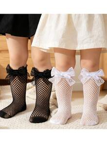 2 Pasang Kaos Kaki Jala Berongga Lucu Manis untuk Bayi Perempuan, Kaos Kaki Jala Setengah Betis yang Bernapas untuk Musim Semi/Panas - MultiWarna - View 4