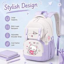 Nueva mochila casual con diseño de gato, mochila ligera unisex para exteriores, mochila de viaje de gran capacidad, para adolescentes, artículos esenciales para la vuelta al colegio - Multicolor - Ver 3