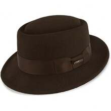 Cranston - Gorro de cerdo de fieltro de lana - Chocolate - Ver 1