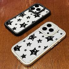 [Envío en 24h desde DE/FR/ES]Funda de teléfono: Estrellas en blanco y negro, compatible con iPhone 17 Pro Max/17AIR/16/15/14/13/12/11, funda protectora de alta calidad para hombres y mujeres, regalo para Año Nuevo y Día de San Valentín, para novias, novios, familia, hermanas, amigos - 1 pieza de imagen a color - Ver 2