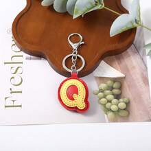 1pc Back To School Daily Dopamine Dual-Color PU Leather Letter Keychain, Full 26 Letters Lobster Clasp Backpack Pendant - Multicolor - View 17