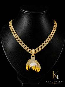 Men's Hip-Hop Style Rhinestone Eagle Necklace, Full Rhinestone Cuban Chain With Enamel Claw Decoration, Rap Accessory - Eagle Pendant Necklace - View 3