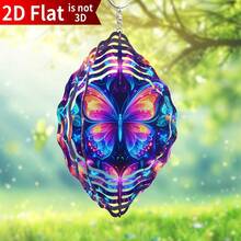 1pc Blue Butterfly Wind Spinner Pendant, 2D Flat Metal Wind Spinner, Suitable For Yard And Garden, 10 Inch Blue Powered Outdoor Wind Spinner Decoration, Large Spinfinity Wind Sculpture Decor, Colorful Wind Spinner Yard Art (Pendant Not Included), Random Style - A - View 5