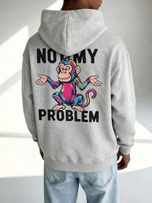 1pc Thermal Lined Thick Warm Hooded Sweatshirt For Tween Boys, Young Student Kids, Suitable For Autumn/Winter Long Sleeve Top - Grey - View 2