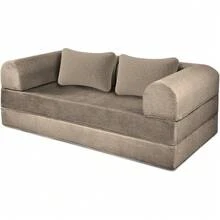 Sofá Cama Teddy Smooth |   Diseño Convertible |   Hecho 100% de Espuma |   Comodidad y Versatilidad |   200x100x65 cm (Azul Marino) - Gris pardo - Ver 2