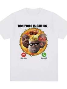 Don Pollo Is Calling Funny Meme Graphic T Shirt Men Women Clothing Vintage Fashion Casual Oversized Cotton T Shirts Streetwear - 白色 - 查看 1
