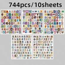 372/744pcs Vintage Letter & Number Vinyl Self-Adhesive Stickers, Suitable For Scrapbooking, Planner, Laptop, Water Bottle, DIY Crafts, Journaling, Retro Scrapbook Stickers, Aesthetic Planner Letter Stickers, Scrapbooking Supplies Set - Multicolor - View 9