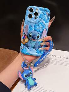 Disney Lilo And Stitch Phone Case : 3D Fluffy Pattern Border Protector Phone Soft Phone Case With A Free Cute Stitch Bracelet Chain Lanyard, Stitch, Lilo, Angel, For Apple 17 Promax 17 Pro 16 15 14 13 12 11 Pro Max XS Max X XR Soft Cover Summer Phone Case - 白色 - 查看 7