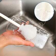 2/4/6/8Pcs Long Handle Silicone Cup Brush 360° All-Around No Dead Angle Cleaning Brush Reusable Water Cup Mug Cleaning Brush Kitchen Cleaning Tool With Hanging Hole - White - View 9