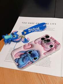 Disney Lilo And Stitch Phone Case : 3D Fluffy Pattern Border Protector Phone Soft Phone Case With A Free Cute Stitch Bracelet Chain Lanyard, Stitch, Lilo, Angel, For Apple 17 Promax 17 Pro 16 15 14 13 12 11 Pro Max XS Max X XR Soft Cover Summer Phone Case - 白色 - 查看 6