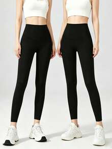 Commuter Outfit Ice Silk High Waist Leggings Seamless Slimming Cool Breathable Summer Lightweight Fitted Pants - Multicolor - View 16