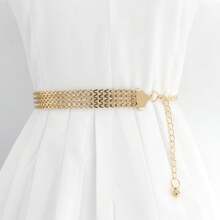 Cadena Decorativa para Cintura de Mujer, Cinturón Ajustable con Gancho Metálico, Accesorio Colgante - Dorado - Ver 3